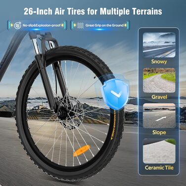 Гірський велосипед EVERCROSS EM3 для дорослих (чоловіків та жінок), 26-дюймовий велосипед, 21-швидкісна система передач, алюмінієва рама з амортизаційною вилкою, всюдихідний велосипед з дисковими гальмами, вантажопідйомність 150 кг EM3-чорний