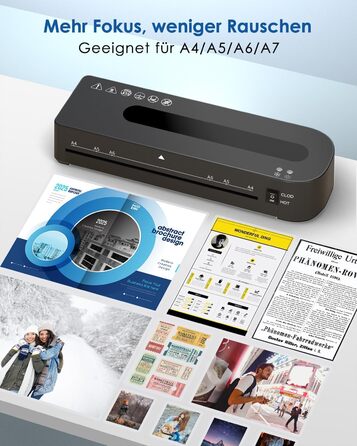 Ламінатор A4 - ламінатор 4-в-1 з 30 ламінуючими пакетами для A4/A5/A6, швидкий розігрів, комплект гарячого та холодного ламінатора з різаком для паперу, закруглювач кутів для офісу, дому та школи B-FN333