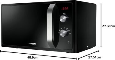 Мікрохвильова піч Samsung MS23F300EEK/ET, швидке та рівномірне розморожування, 23 л (800 Вт) одномісна