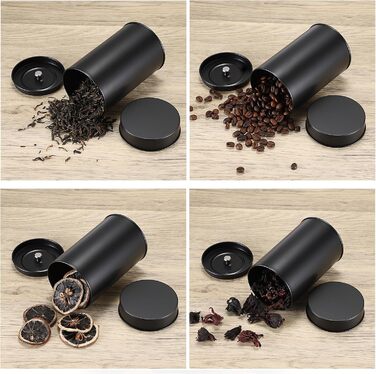 Маленьких круглих чайних банок, контейнери для зберігання розсипного чаю, чайні контейнери з герметичними подвійними кришками, чорні, коробки для зберігання спецій, трав, цукру, універсальний подарунок для любителів чаю, 12