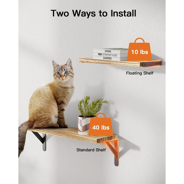 Комплект настінних полиць Pipishell із 6 предметів, дерево та метал, полиці для зберігання, максимальне навантаження 18 кг, для вітальні, спальні, офісу, ванної кімнати або кухні, коричневий