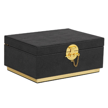 Елегантна декоративна скринька для зберігання зі штучної шкіри HofferRuffer, велика комодна шухляда, органайзер для косметики, класичний органайзер для ювелірних аксесуарів, 27,9 x 20,3 x 12,2 см, чорна