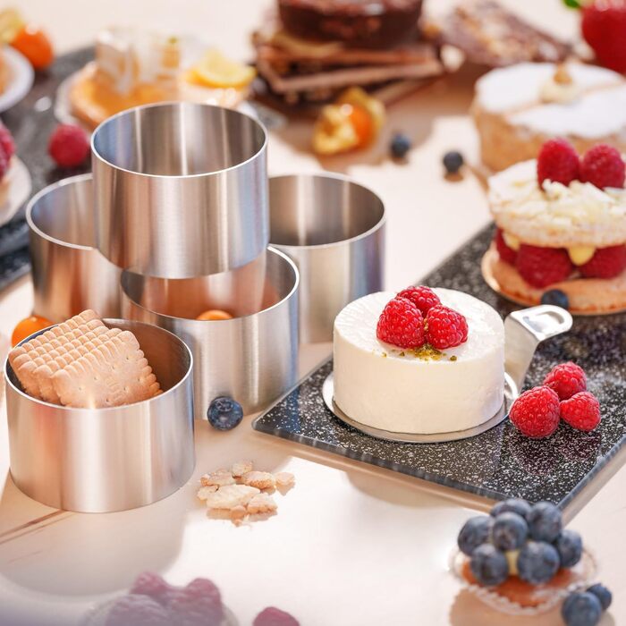 Десертні кільця та обідні кільця STONELINE 8 см, набір кілець малий, 8 шт. , нержавіюча сталь, 6 кілець, 1 підйомник, 1 марка, фуд