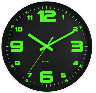 Настінний годинник з підсвічуванням, Безшумний, не цокає, 30 см, Настінний годинник з нічним світлом, Працює від батареї, Сучасний