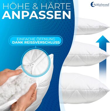 Подушка Schlafmond Medicus Clean 40 x 80 см - Гіпоалергенна подушка з наповнювачем з порожнистих волокон - Бавовняна стьобана подушка 40x80 - Можна прати при температурі до 95 градусів - Зроблено в Німеччині 40 x 80 см Білий