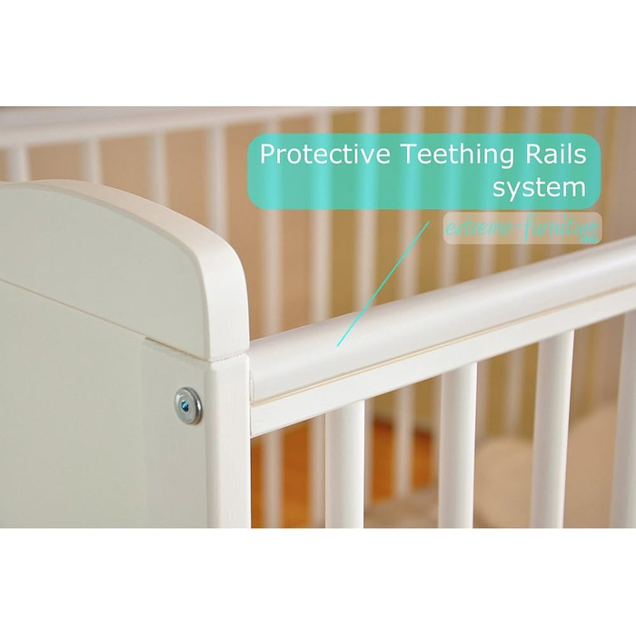 Дитяче ліжечко Marsell з висувною шухлядою з кришкою Дитяче ліжечко Ліжечко з матрацом з піни алое вера Зубчасті рейки, що регулюю