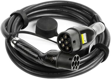 Зарядний кабель DA Hi EV тип 2 для електромобіля та PHEV 22KW 5m 32A 3-фазний, біло-блакитний, стійкий до вітру, дощу та пилу IP54