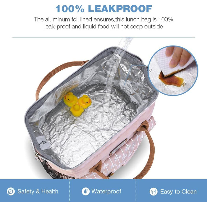 Жіноча сумка-холодильник Lekesky для ланчу, ізольована, герметична, з широким отвором, 11 л, рожева
