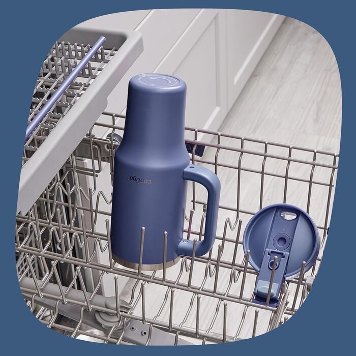 Термос Contigo 1200 мл з ручкою та трубочкою Термос з нержавіючої сталі з кришкою Зберігає напої прохолодними протягом 29 годин Дорожня кружка Термокружка Індиго без BPA