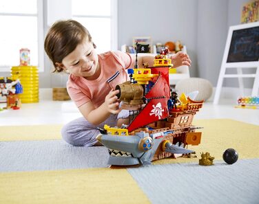 Піратський корабель Fisher-Price IMAGINEXT Haimaul - рухомі плавники, силова панель для відкриття таємного скарбу, гармати, зона д