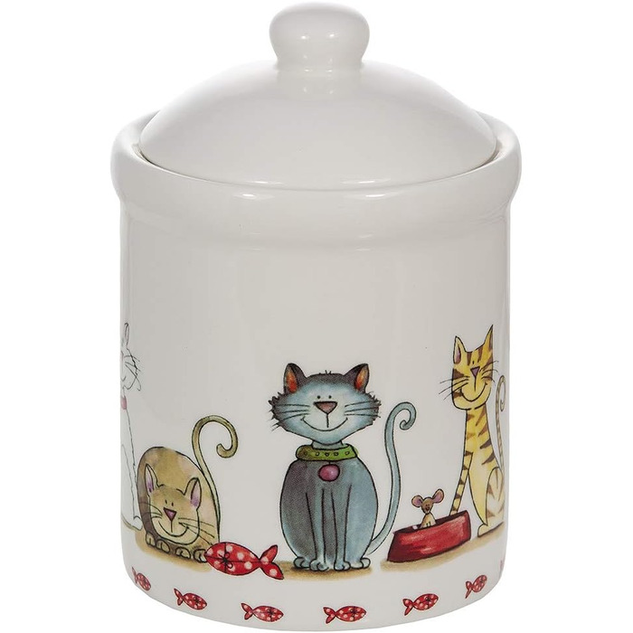 Керамічна банка для зберігання Spotted Dog Gift Company, керамічна банка з кришкою, контейнер для зберігання, банка для зберігання з котячим мотивом, кухонний декор з котом, кухонний аксесуар та подарунок для любителів котів