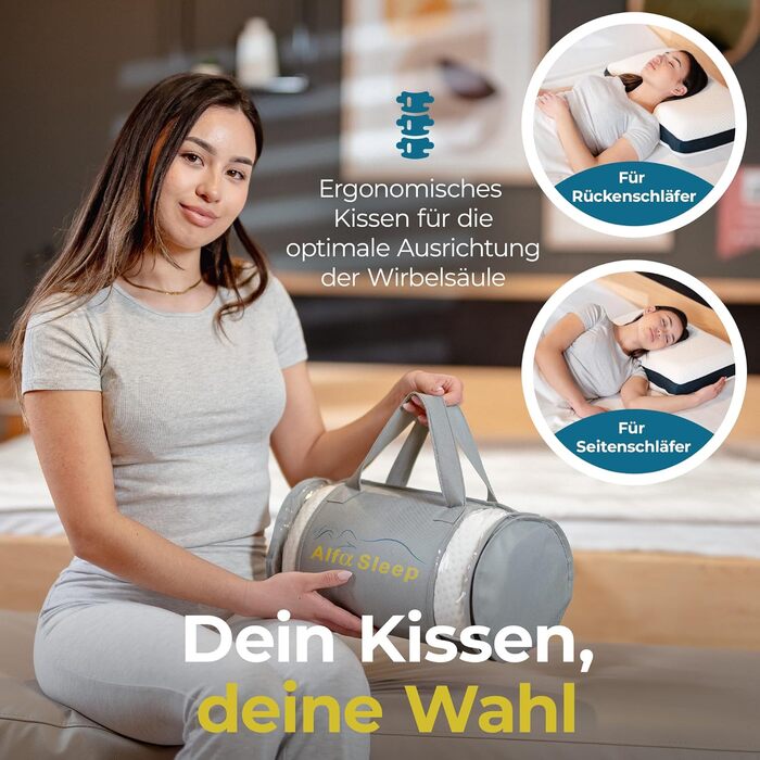 Ортопедична подушка The Flow Pillow Ергономічна подушка для голови від болю в шиї з піни з ефектом пам&39яті - двостороння подушка 2-в-1, подушка для підтримки шиї для сну на боці та на спині, один предмет (подушка для голови)