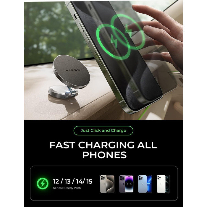 Для Magsafe Автомобільний тримач з функцією зарядки Magsafe Зарядний пристрій Автомобільний магніт для мобільних телефонів Автомоб