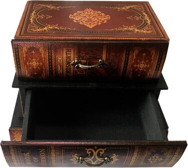 Міні-комод Rebecca Mobili, органайзер для столу, форма книги, 3 шухляди, МДФ ПВХ полотно, ретро стиль, для ювелірних виробів та косметики - Розміри 22 x 24 x 16 см (В x Д x Ш) - Арт. RE6443 22x24x16 см