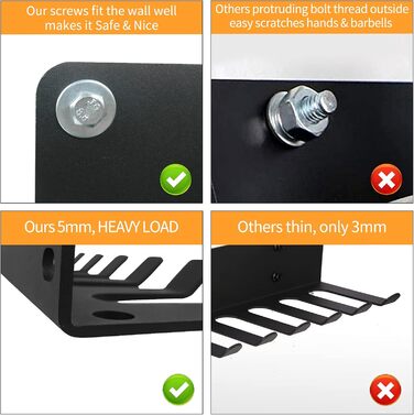 Органайзер для тренажерного залу, міцне зберігання штанг, настінне кріплення на 7 місць, тримач для олімпійської штанги, для зберігання в домашньому спортзалі, з порошковим покриттям, універсальний, для скакалок, ременів, поролонових роликів