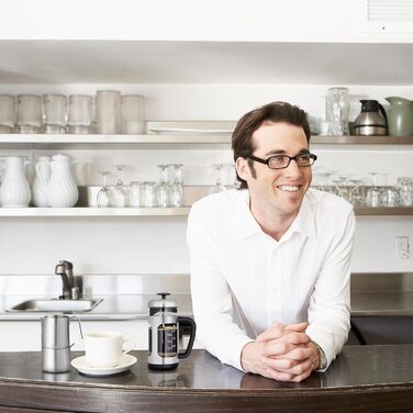 Кавоварка Easyworkz Френч-прес 350 мл Кавоварка з нержавіючої сталі з боросилікатним склом, нековзна м'яка ручка, срібло 350 мл