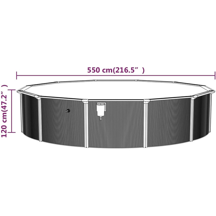 Басейн Tidyard із безпечною драбиною Надземний басейн Дитячий басейн Садовий басейн Плавальний басейн, стійка до УФ-випромінювання ПВХ підкладка, зі скімером, вхідним соплом і 2 шлангами, 550x120 см