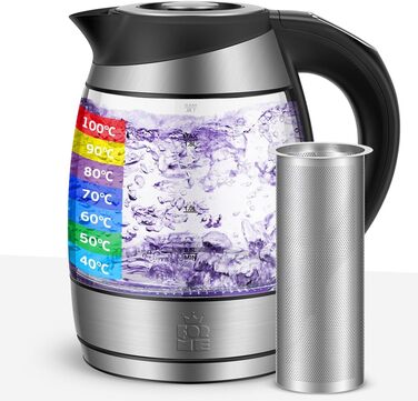 Скляний чайник 1.8 Налаштування температури Вибір температури 40C-100C Зміна кольору LED I BPA FREE I Регулювання температури Чайн