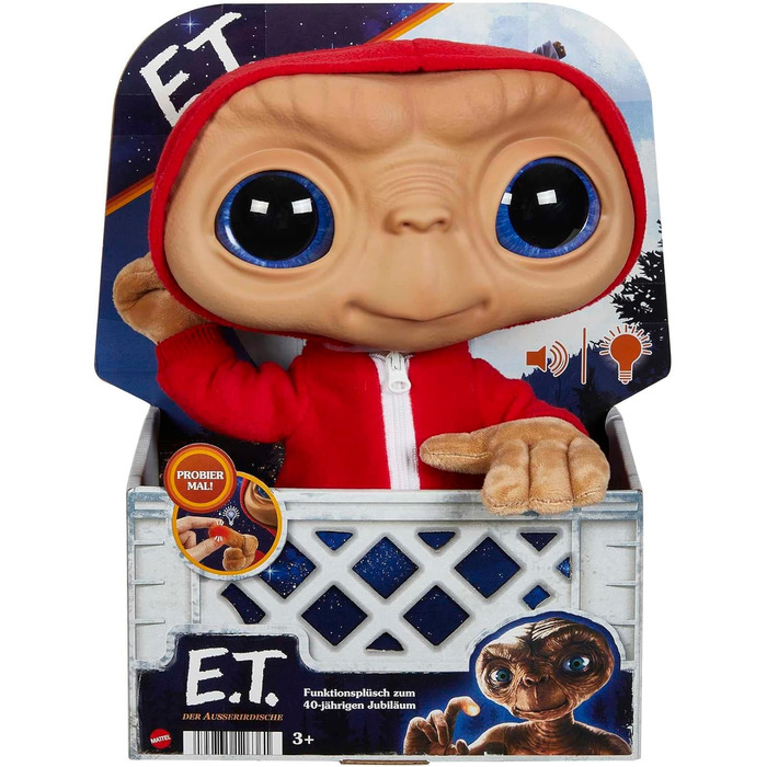 М'яка іграшка Mattel E.T. позаземний 40-річчя, плюшевий ET з підсвіткою та звуками, подарунок для колекціонерів, для дітей від 4 років, багатокольоровий