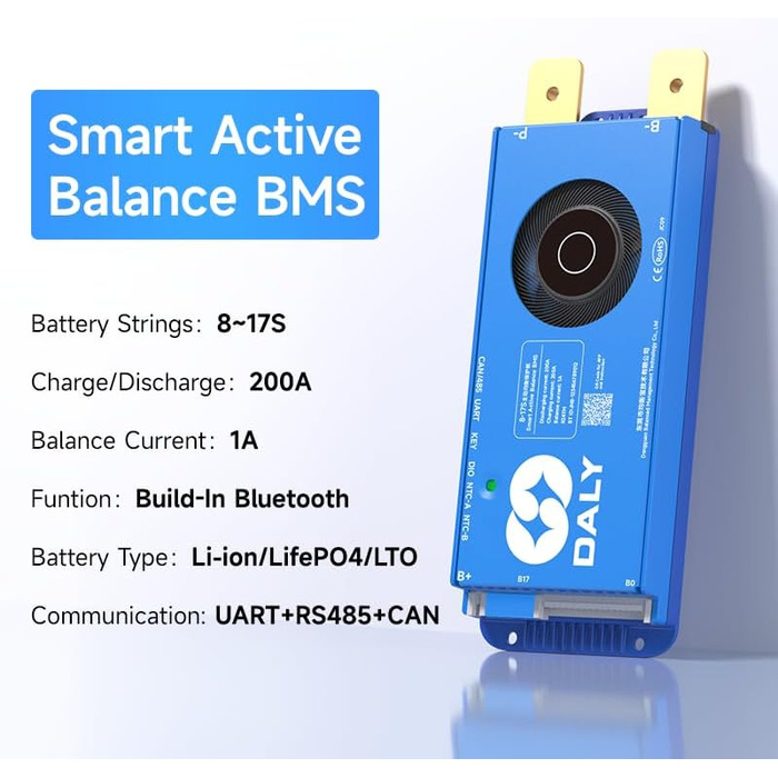 Інтегрований Bluetooth з RS485 CAN PCB Плата захисту акумулятора для літій-іонного акумулятора LiFePO4-LTO 200A 8S-17S BT, 200A 24V-60V 8S-17S
