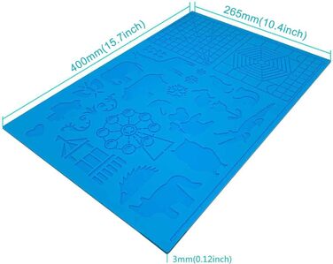 Силіконовий 3D-підкладка Shiwaki, ручка для 3D-друку, силіконова підкладка для 3D-ручки з малюнком тварин (41,5 x 27,5 см) із 2 чохлами для захисту пальців для початківців