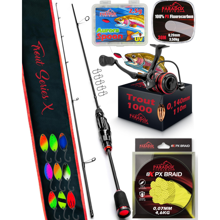 Набір UL-Ruten Set I Trout Series XI 1,85 м Wg. 1,2 г-4 г I Spoon Rute Forellenrute Ultralight Rute UL Rute UL-Komplett Set