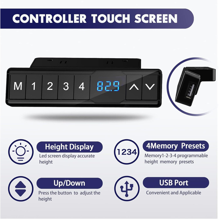 Каркас столу AIMEZO з регулюванням висоти та 2 двигунами, електричне регулювання висоти каркасу столу, захист від зіткнень та функція пам&39яті, сірий