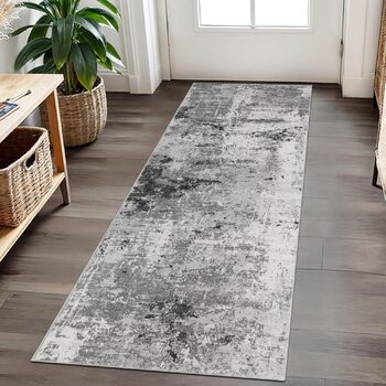 Килимок-доріжка Cekene з абстрактним принтом 80x200 см, сірий, для передпокою, миється, нековзний, для кухні, довгий килим-доріжка для входу, ванної кімнати, пральні 80 x 200 см (прямокутний), сірий