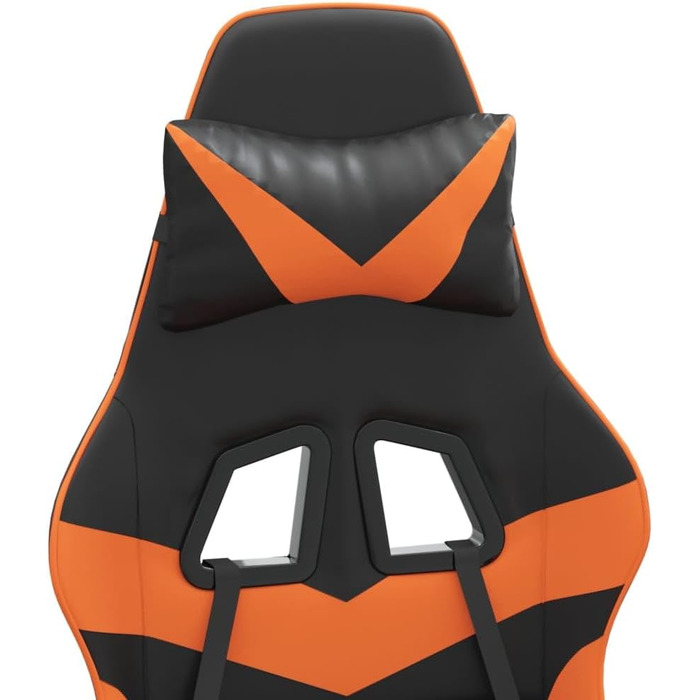 Офісне обертове крісло, ігрове крісло з підставкою для ніг та регульованою спинкою з чорно-помаранчевої штучної шкіри, офісні меблі