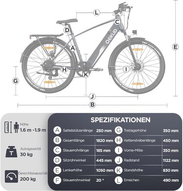 Міський велосипед електричний велосипед, акумулятор 36V / 12Ah ebike, двигун 250W, діапазон електричного велосипеда 100 км до 25 км / год, електричний велосипед з APP 27.5 сірий, 27M204 e-bike