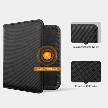 Органайзер для документів автомобіля CoBak з магнітним закриттям чохол для техпаспорта, страхового полісу та інших важливих паперів (карбонове волокно, чорний)