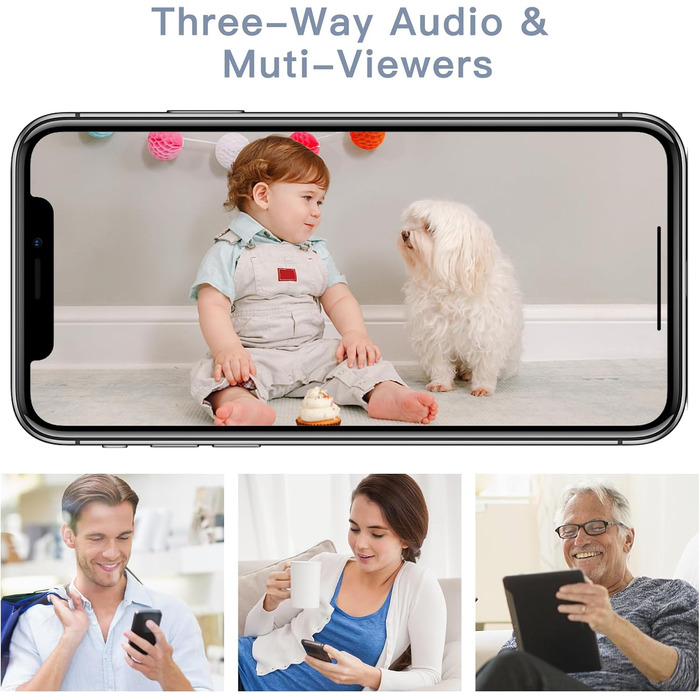 Монітор ARENTI з камерою 2K/3MP, 5 дюймів Wi-Fi Відеоняня PTZ 355, ІЧ нічне бачення, нічне світло, колискові, відображення темпера