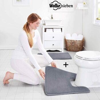Комплект килимків для ванни Cloud Seven з піни з ефектом пам&39яті, 2 шт. Килимок для туалету з вирізом 51 x 61 см нековзний килимок для ванної кімнати, який можна прати, 43 x 61 см (сірий)