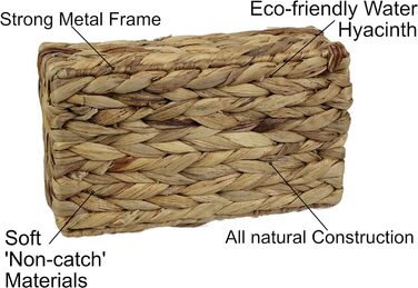 Прямокутний водяний гіацинт, маленькі кошики для зберігання, натуральна фарба, плетений кошик, полиці, відкриті, декоративна подарункова коробка, міні піднос, косметика, органайзер (великий, 32 см, 3 кошики)