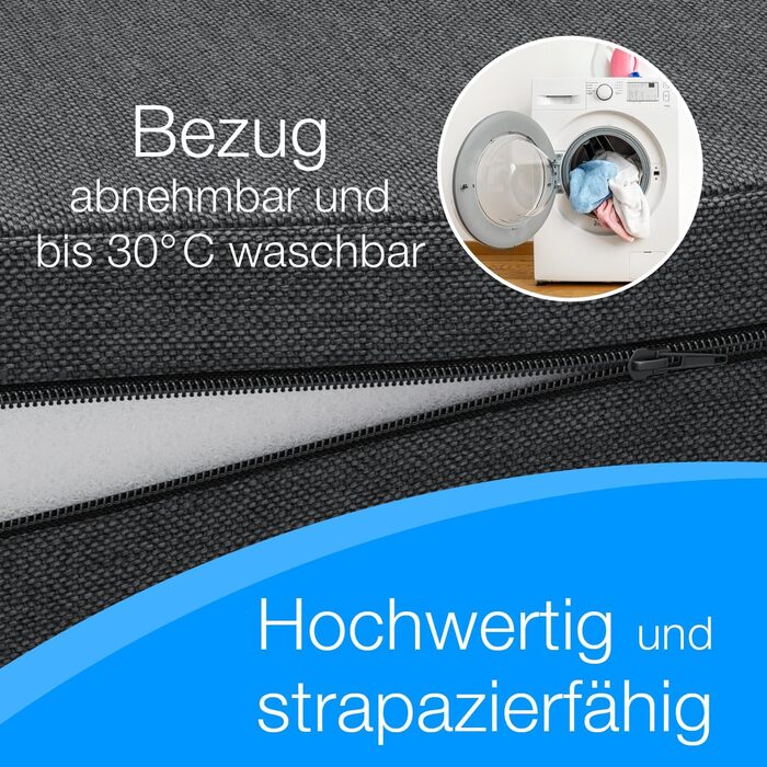 Розкладний матрац ELONEO 140x200 см з чохлом, висота 8 см, розкладний гостьовий матрац, розкладний матрац, розкладний матрац, ортопедична подушка, дорожній матрац, розкладне гостьове ліжко, розкладне ліжко, яке можна прати, 140 x 200 x 8 см, антрацит