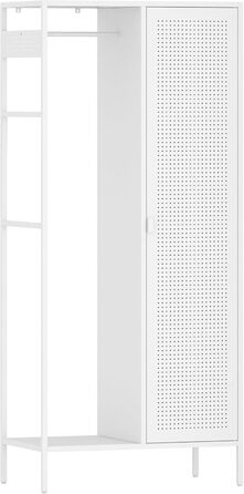 Шафа Puumala 180 x 80 x 45 см Шафа для спальні Металева шафа з 4 полицями та 1 вішалкою для одягу Металева шафа для одягу Біла