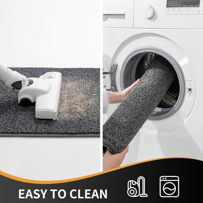 Килимок Mibao для прихожих 50 x 80 см, брудозбірний килимок для вхідних зон, килимок для прихожих, нековзний, суперпоглинаючий килимок для вхідних дверей, задніх дверей, взуття та лап, сірий 50 x 80 см (прямокутний)