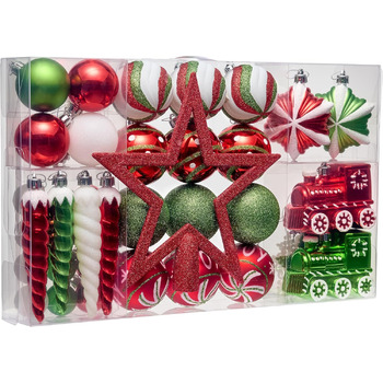 Набір ялинкові прикраси з верхівкою 50 предметів Valery Madelyn