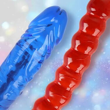 Двосторонній фалоімітатор YQlove, 45 см, червоно-синій, гнучкий, для анальної та вагінальної стимуляції