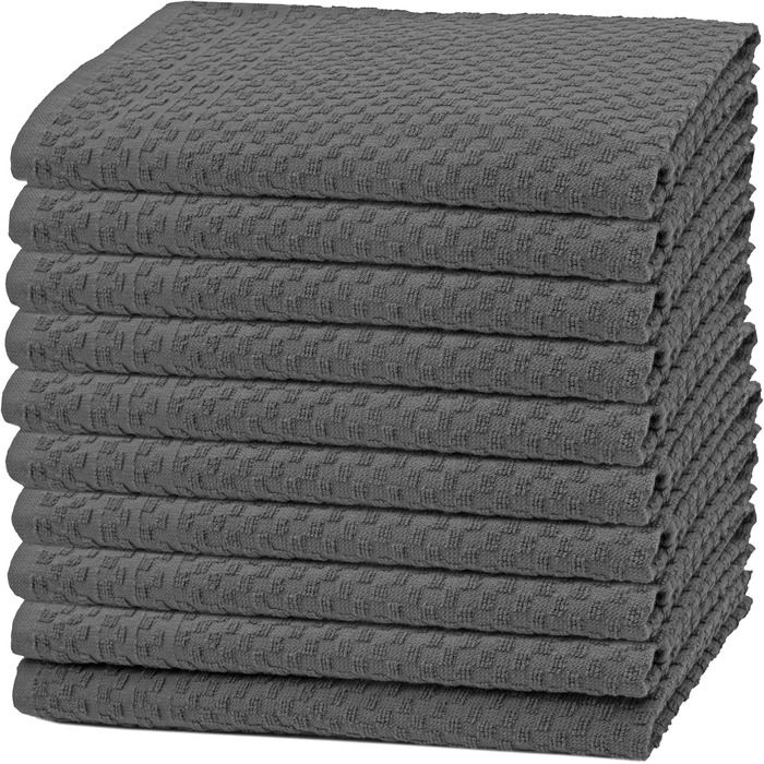 Набір з 10 чайних рушників, 45x60 см, бавовна, сірий Сірий 45 x 60 см