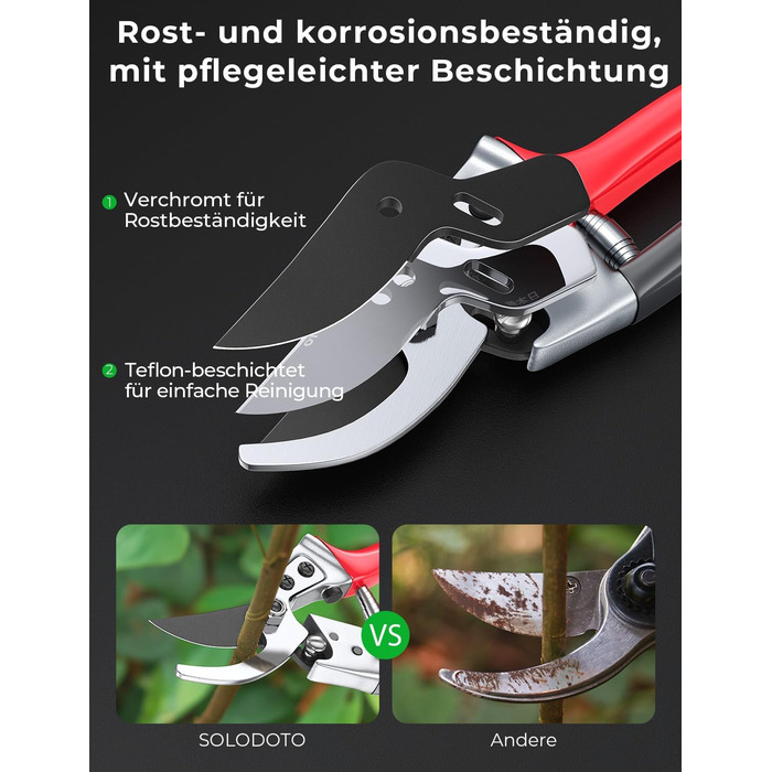 Професійні садові ножиці для жінок у 6 разів гостріші, японська вуглецева сталь SK5, обхідне лезо, діаметр різу 25 мм, для сухої, свіжої деревини, професійні ножиці для троянд, легкі ножиці для рослин для жінок