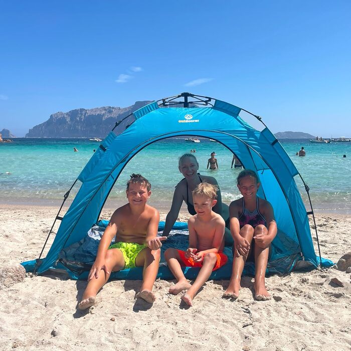 Намет для активного відпочинку SunSnapper Air - UV 80, що швидко розкладається, з 4 дверима та 3 вікнами, швидко встановлюється або автоматично встановлюється, замикається, із захистом від ультрафіолету 80, екраном для приватності та захистом від комах