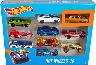 Подарунковий набір литих машинок Hot Wheels 164, по 10 іграшкових машинок, випадковий вибір, іграшкові машинки від 3 років, упаковка з 10 шт. , різнокольорові, 54886 Die-Cast Car Gift Set Random