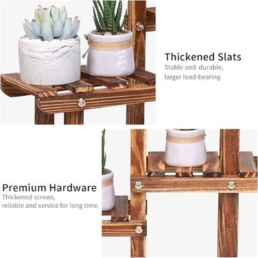 Міні-дерев&39яна полиця для квітів unho, 4-рівнева підставка для рослин, підставка для невеликих квіткових горщиків та сукулентів, дерев&39яна полиця для саду, балкону, тераси та підвіконня, 58 x 11,5 x 50 см (4 яруси 58 x 50 x 12 см)