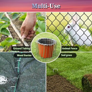 Скоби для ландшафту Gtongoko 10 дюймів 11 калібру, 120 шт., садові кілки, модернізовані кілки для намету, оцинковані штифти SOD, земляні кілки, дворові кілки для бар&39єру від бур&39янів, тканинні кілки для покриття рослин, вуличний декор