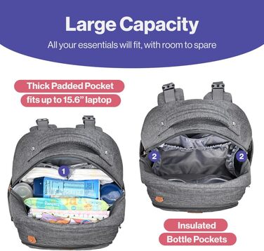 Пеленальний рюкзак, дитячий пеленальний рюкзак лікарняний пологовий дорожній рюкзак з пеленальним килимком та ізольованими кишеням