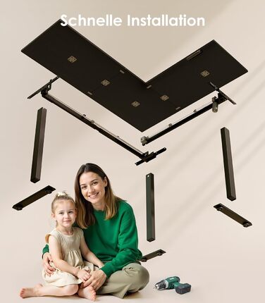 Подібний стіл OffiGo з регульованою висотою, 160 x 120 см, кутовий стіл з електричним регулюванням висоти, ергономічний стіл для роботи сидячи та стоячи, комп&39ютерний стіл, чорний, 160 x 120 см