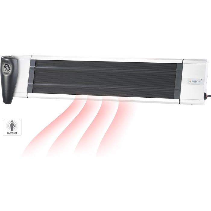 Чорний радіатор Semptec Urban Survival Technology темний інфрачервоний обігрівач RA-324, таймер і пульт дистанційного керування, 2400 Вт, IP55 (інфрачервоний обігрівач, радіаційний обігрівач, пульти дистанційного керування)