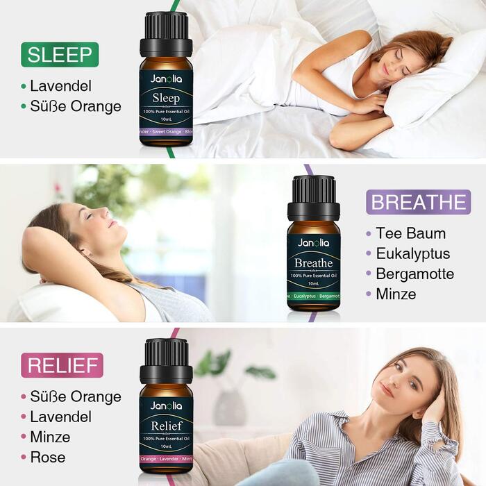 Набір ефірних олій Janolia, пакет оновлення, набір чистих натуральних ароматичних олій для розслаблення дифузора покращують сон