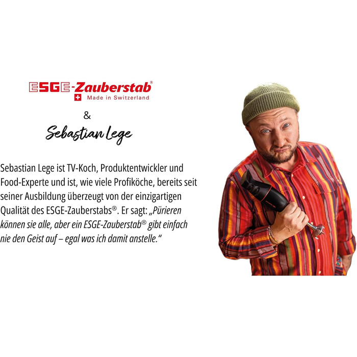 Занурювальний блендер ESGE-Zauberstab 91021 Design Edition Douglasie, електричний AC-двигун, 2 швидкості, 17 000 об/хв
